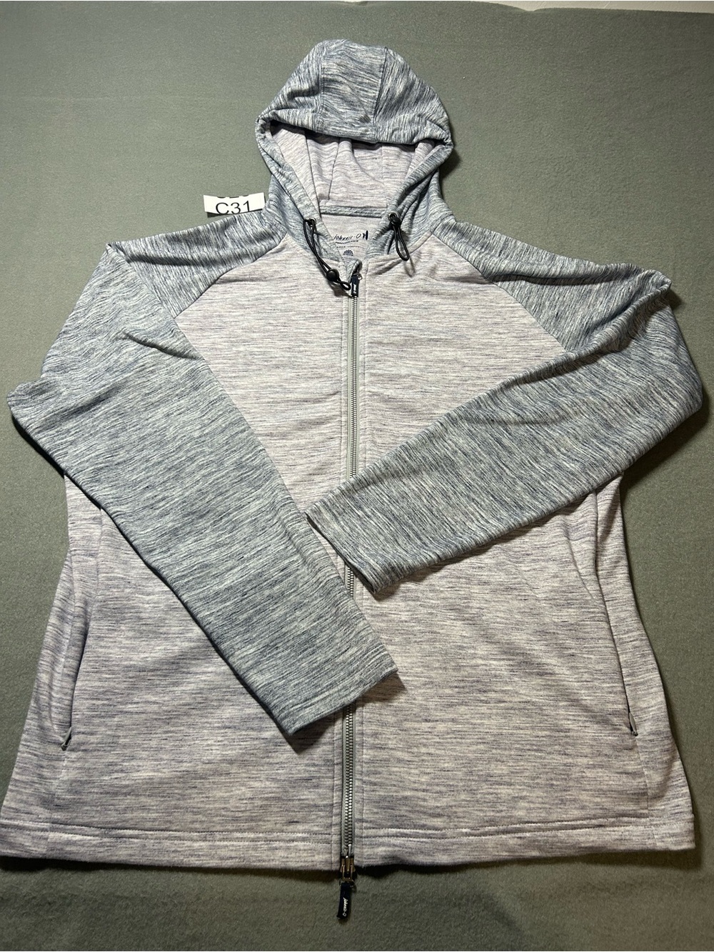 johnnie-O Heathered Light Gray Performance hoodie